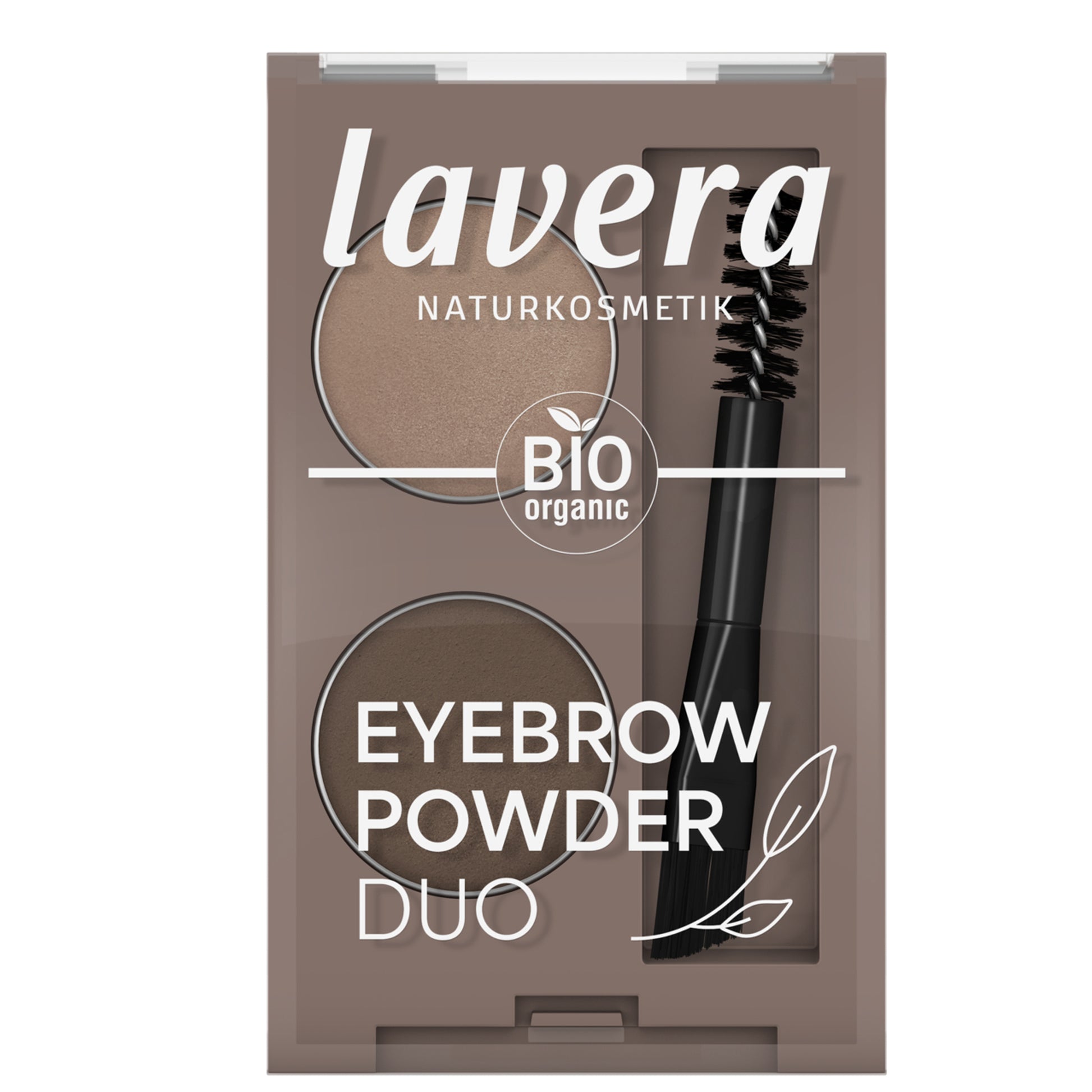 Lavera Eybrow Powder Duo in a container on a white background