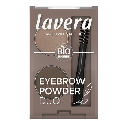 Lavera Eybrow Powder Duo in a container on a white background