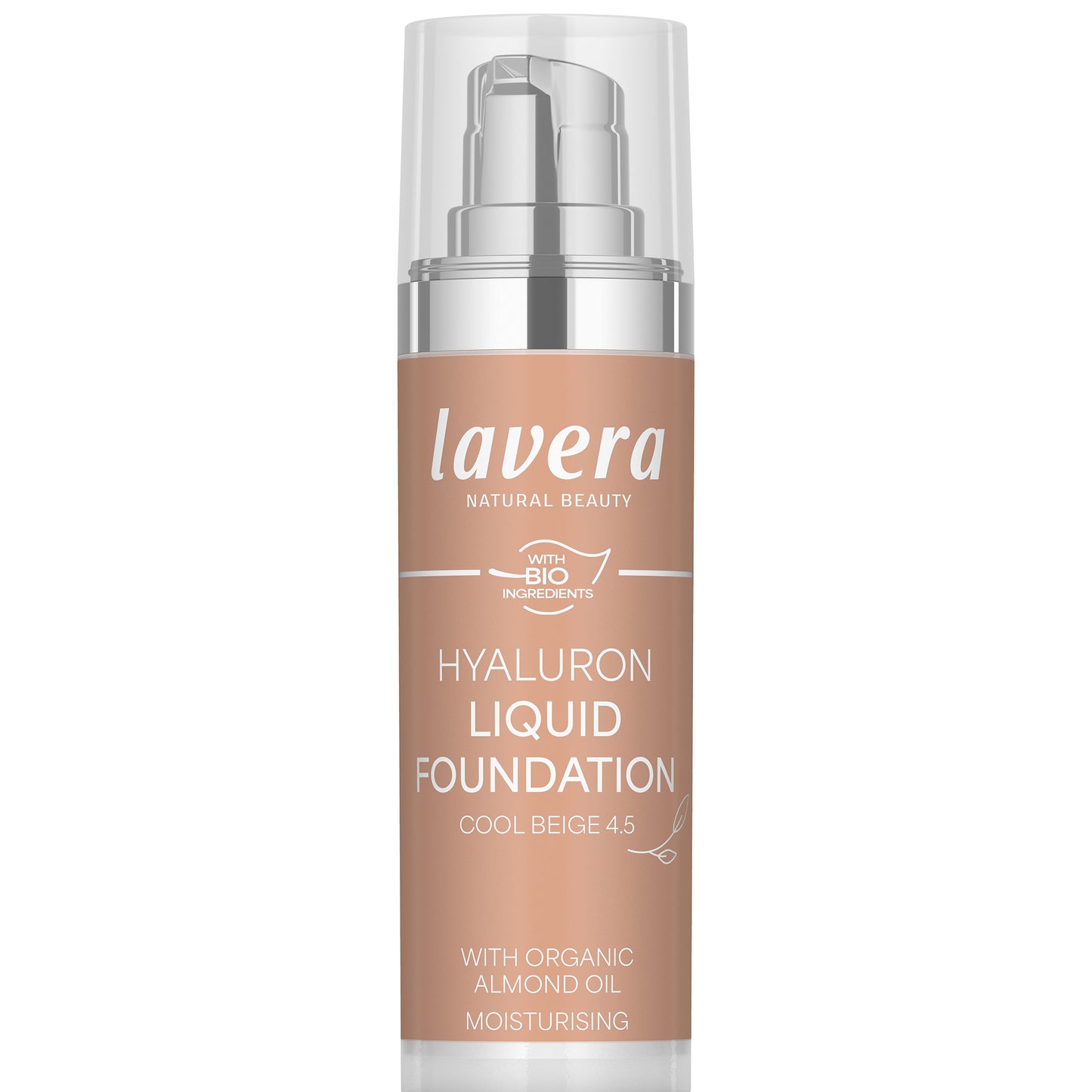 Lavera Hyaluron Liquid Foundation Cool Beige 4.5 in a bottle on a white background