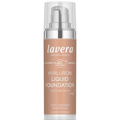 Lavera Hyaluron Liquid Foundation Cool Beige 4.5 in a bottle on a white background