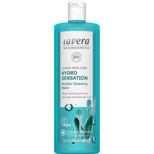 Lavera Organic Hydro Sensation Micellar Cleansing Water with algae and hyaluronic acids in a bottle 
