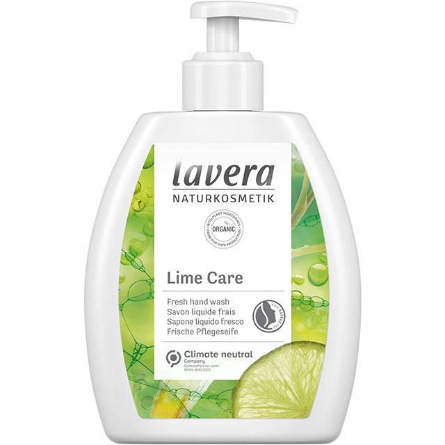 Lavera Lime Care Hand Fresh Hand Wash in a white bottle with a pump