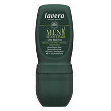 Lavera Men Sensitiv Deo Roll On is in a green roll on tube on a white background