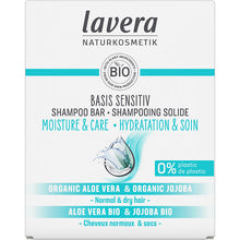lavera Basis Sensitive Moisture and Care Shampoo Bar in a box. 0% plastic 