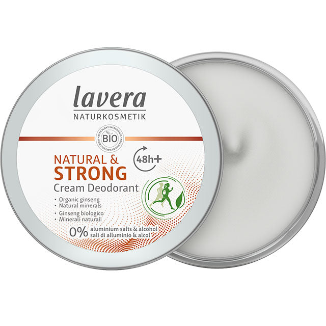 Lavera Natural and Strong Deodorant Cream in a tin 