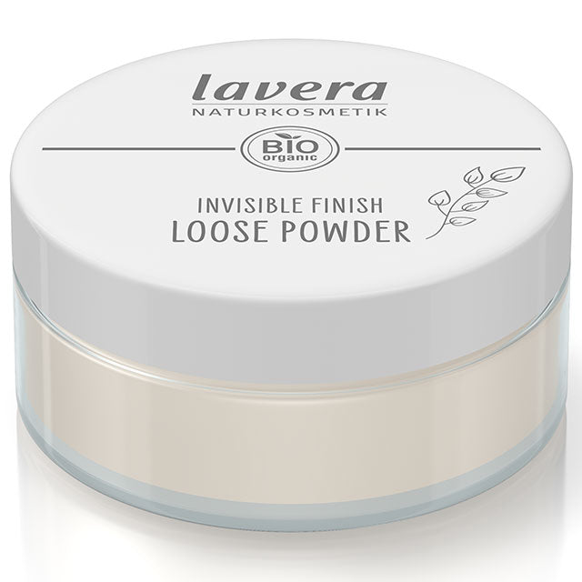 Lavera Invisible Finish Loose Powder in a tub with a screw top lid 