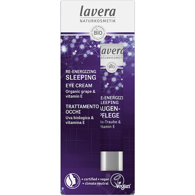 Lavera Re-Eergizing Sleeping Eye Cream with organic grape and vitamin E. Tube in  a box 