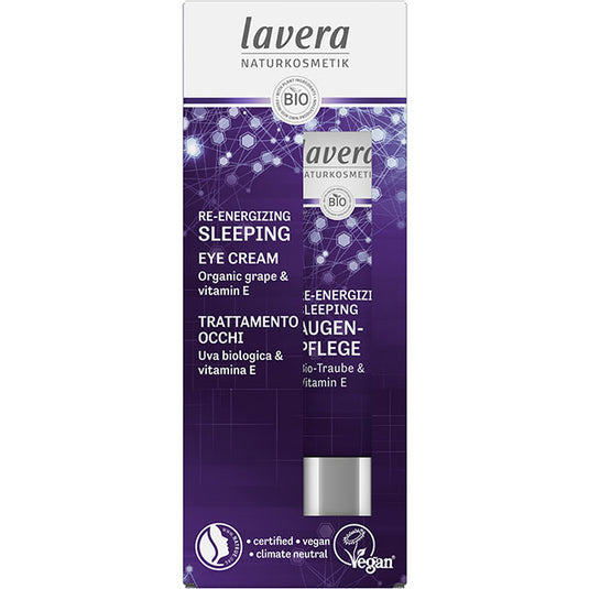 Lavera Re-Eergizing Sleeping Eye Cream with organic grape and vitamin E. Tube in  a box 