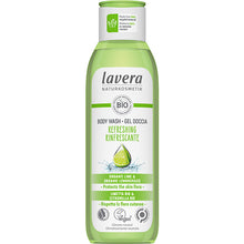 lavera Organic Refreshing Body Wash with Organic Lime and Organic Lermongrass in a bottle made from 100% recycled materials 