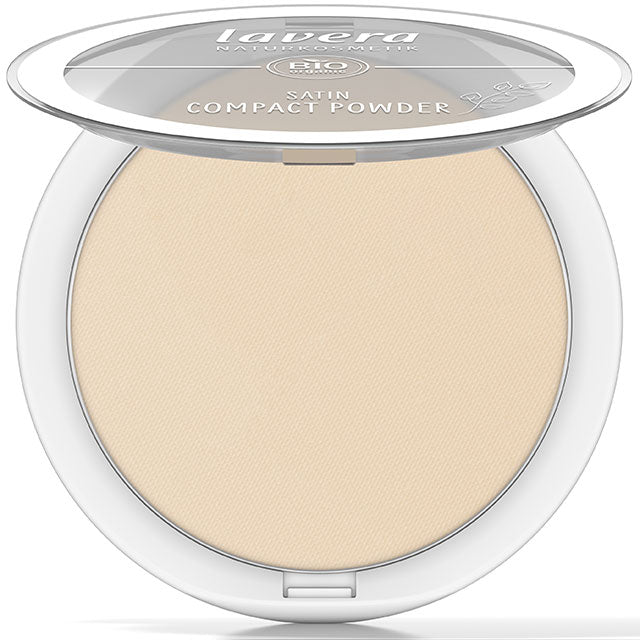 Lavera Satin Compact Powder Medium 02 in a compact case