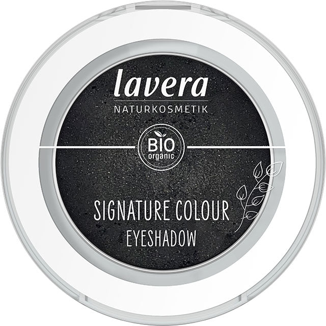Lavera Signature Colour Eyeshadow Black Obsidian 03 is in a round pressed powder copmpact