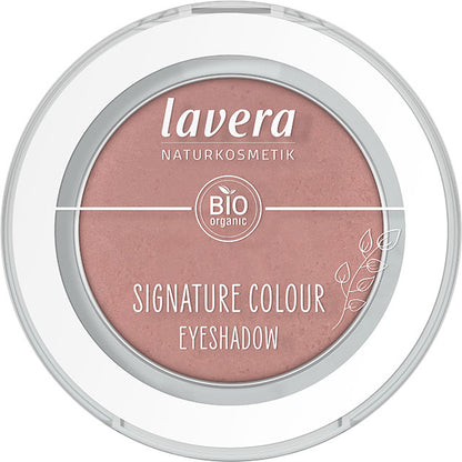 Lavera Signature Colour Eyeshadow Dusty Rose 01 is in a round pressed powder compact 