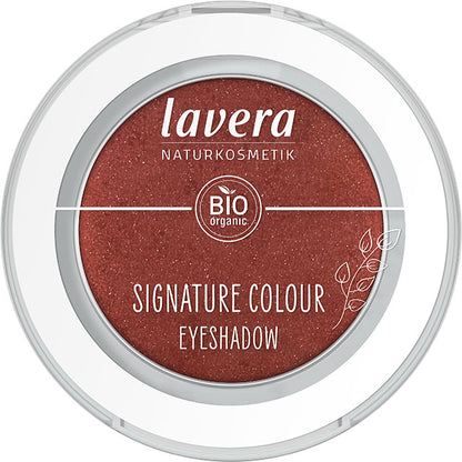 Lavera Signature Colour Eyeshadow Red Ochre 06 is in a round pressed powder compact 
