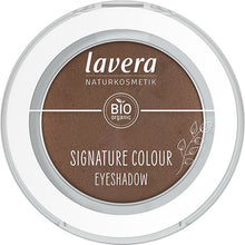 Lavera Signature Colour Eyeshadow Walnut 02 is in a round pressed powder compact 
