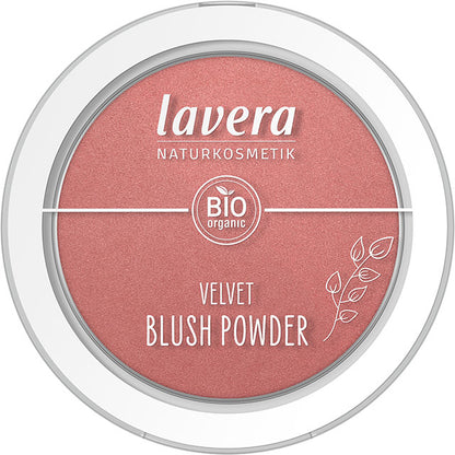 lavera Velvet Blush Powder Pink Orchid 02 is in a compact case