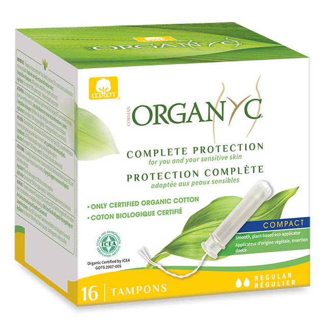Organyc Compact Applicator Tampons Regular. 16 Tampons in a box 
