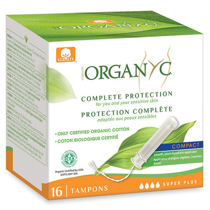 Organyc Compact Aplicator Tampons Super Plus. 16 Tampons in a box 