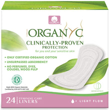 Organyc Organic Cotton Panty Liners in a bo on a white background