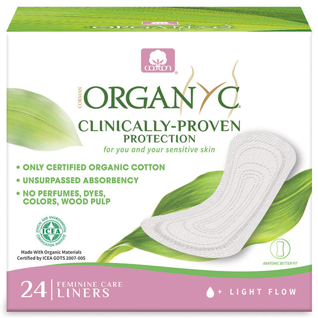 Organyc Organic Cotton Pantyliners in a recycled cardboard box