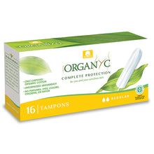 Organyc Tampons Regular in a box containing 16 tampons