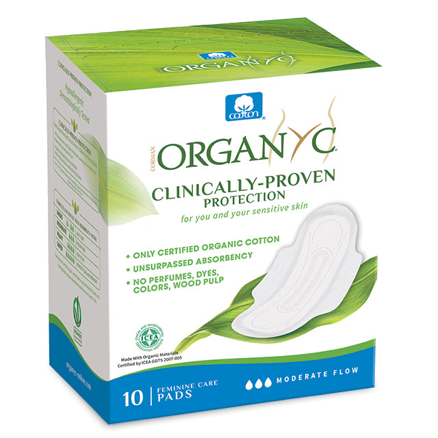 Organc Organic Sanitary Pads Moderate Flow in a recycled cardboard box 