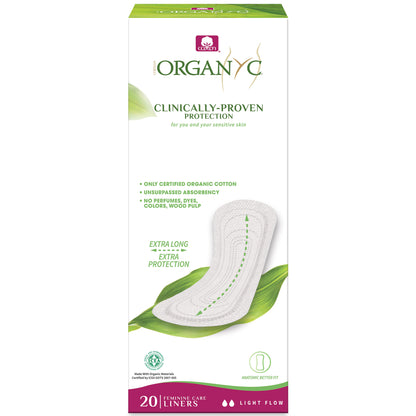 a Box of Organyc Panty Liners Extra Long  on a white background