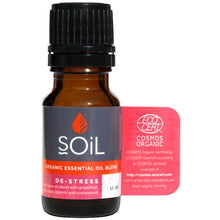 Soil Organic Essential Oil Blend is in a brown glass bottle with a screw top lid. 