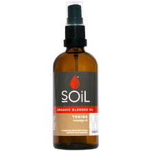 Soil Organic Blended Oil Toning Massage Oil in a brown glass bottle 