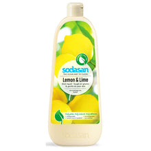 Sodasan Washing Up Liquid Lemon and Lime in a plastic bottle with a flip cap 