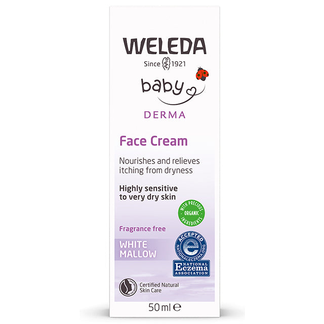 Weleda Baby White Mallow Face Cream. Fragrance Free. Tube in a biodegradable box