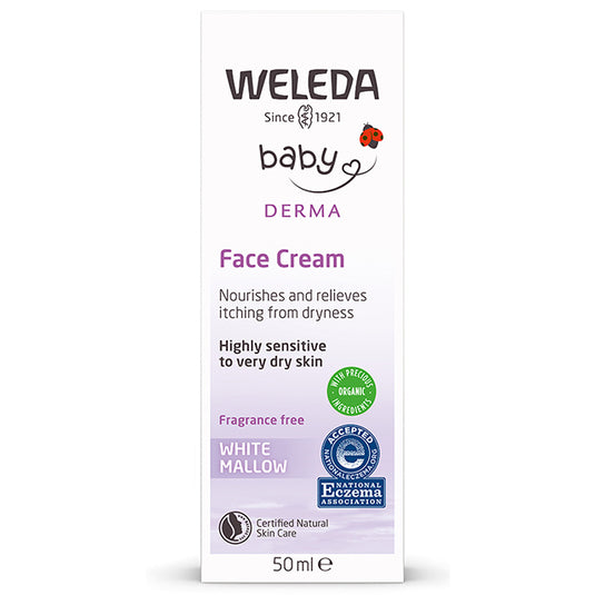 Weleda Baby White Mallow Face Cream. Fragrance Free. Tube in a biodegradable box