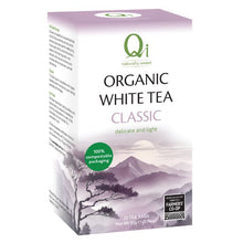 Box of Qi Organic White Tea Classic on a white background