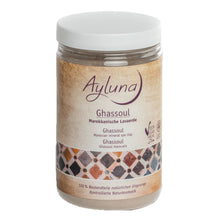 Ayluna Ghassoul Moroccan Minera Spa Clay in a jar on a white background.