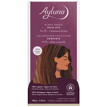 Ayluna Plant Based Hair Dye Cinnamon Brown No.70 is in a packet inside a box 