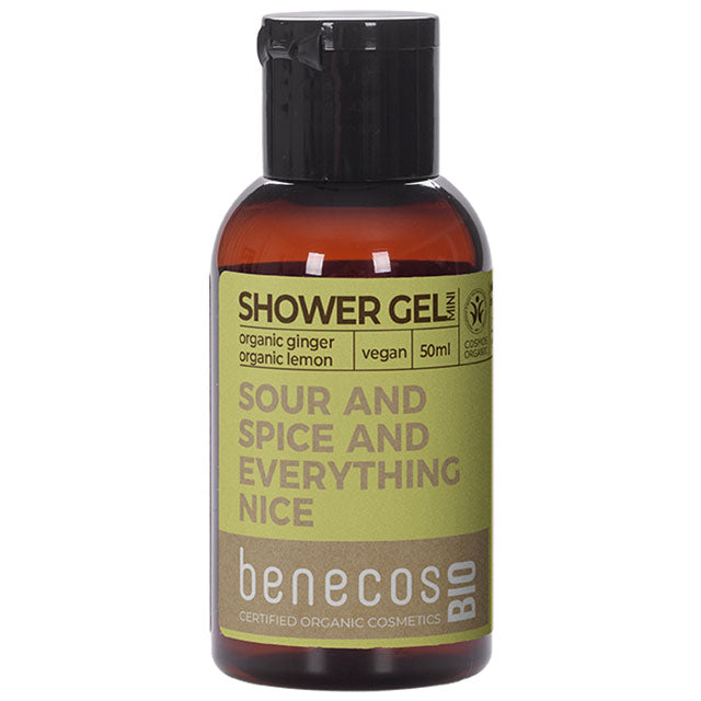Mini travel size Benecos Bio Sower Gel with Organic Ginger and Organic Lemon - Sour and SAprice and Everything Nice  