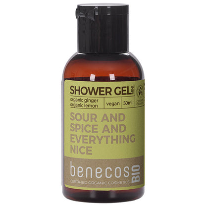 Mini travel size Benecos Bio Sower Gel with Organic Ginger and Organic Lemon - Sour and SAprice and Everything Nice  