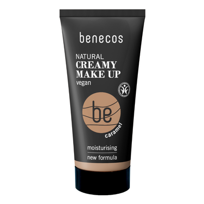 benecos natural creamy make up vegan caramel in black tube.