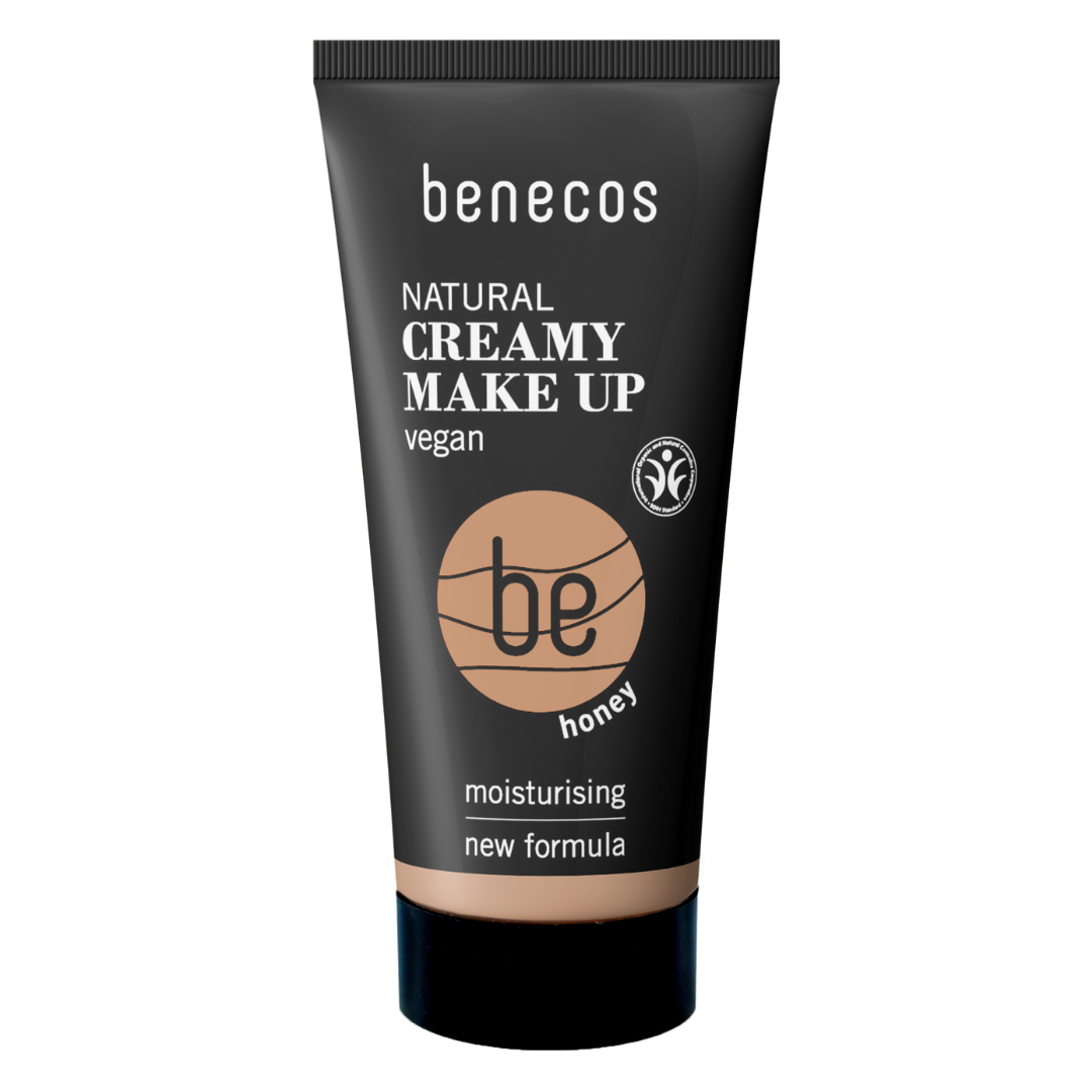 benecos natural creamy make up vegan honey in a black tube.