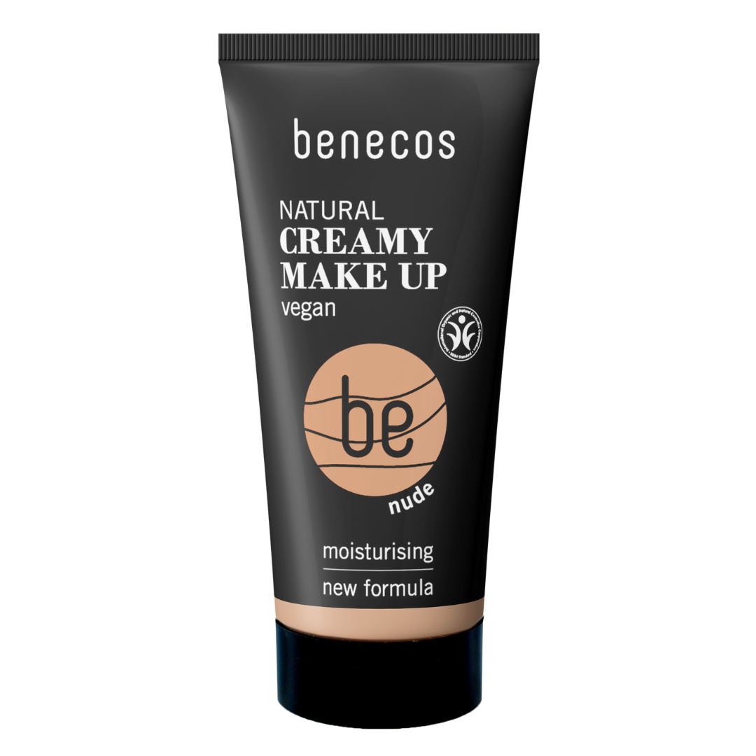 benecos natural creamy make up vegan nude in black tube.
