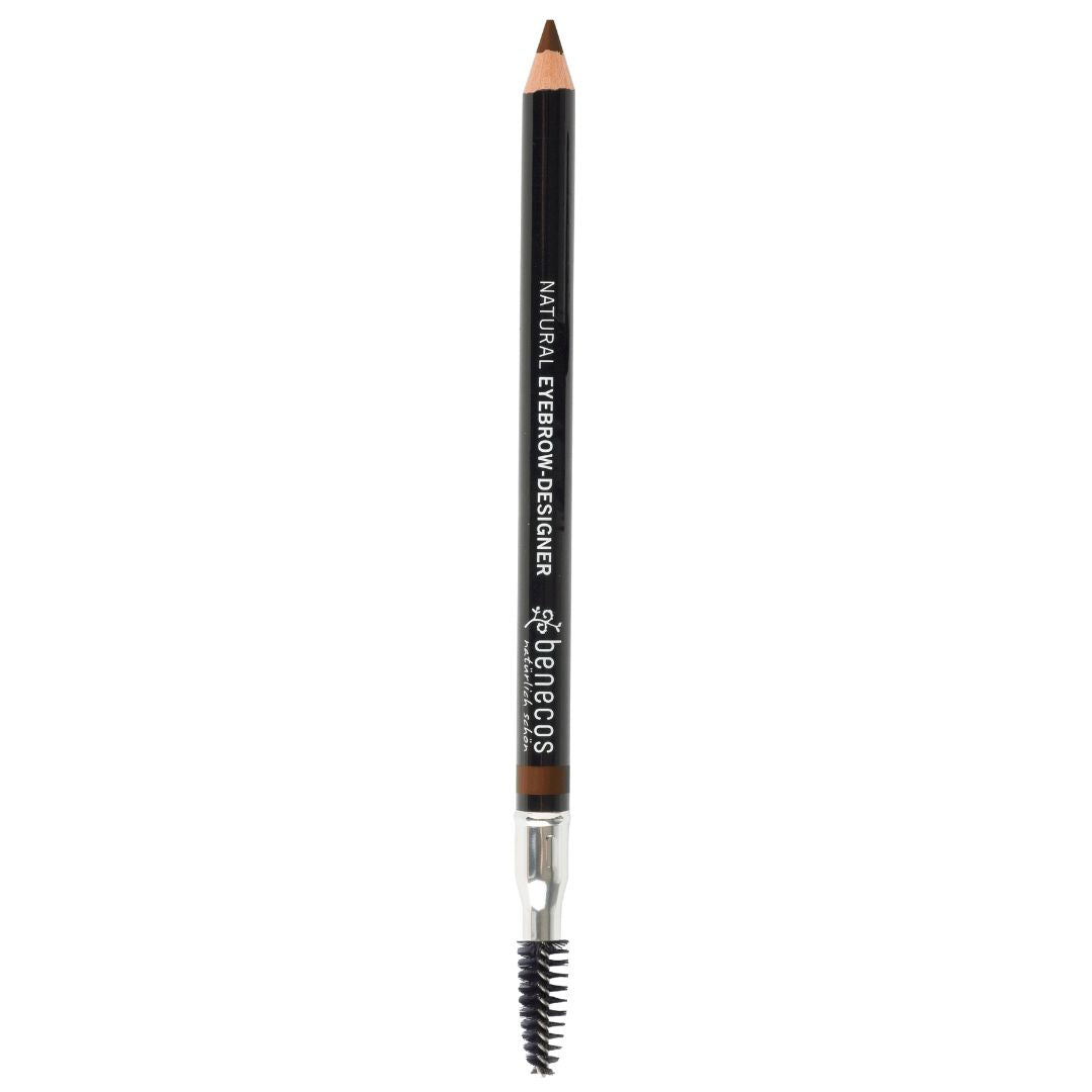 Benecos Natural Eyebrow Designer Pencil Brown, double ended with eyebrow brush and colour pencil.