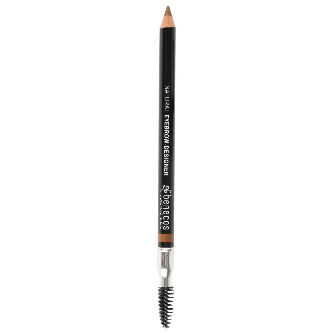 Benecos Natural Eyebrow Designer Pencil Gentle Brown, double ended with eyebrow brush and colour pencil.