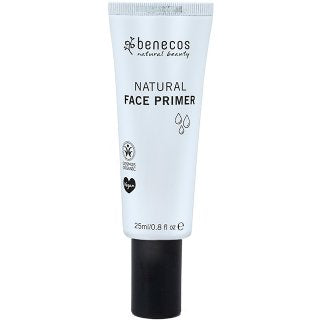 benecos natural face primer in white tube with black lid.