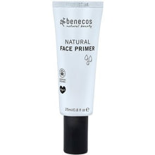 benecos natural face primer in white tube with black lid.