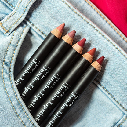 Five different shade of Benecos natural jumbo lipstick pencil.