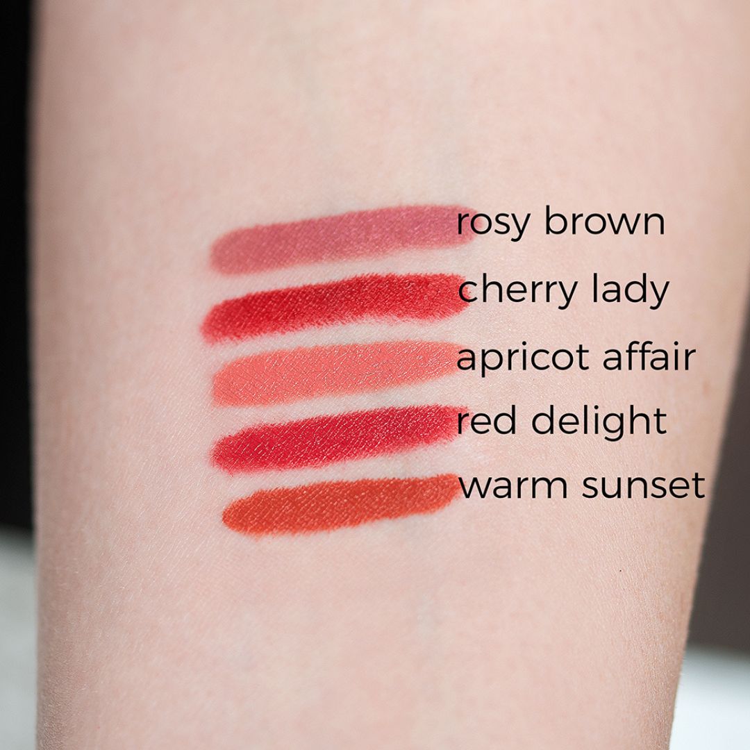 Benecos natural jumbo lipstick pencil swatches.