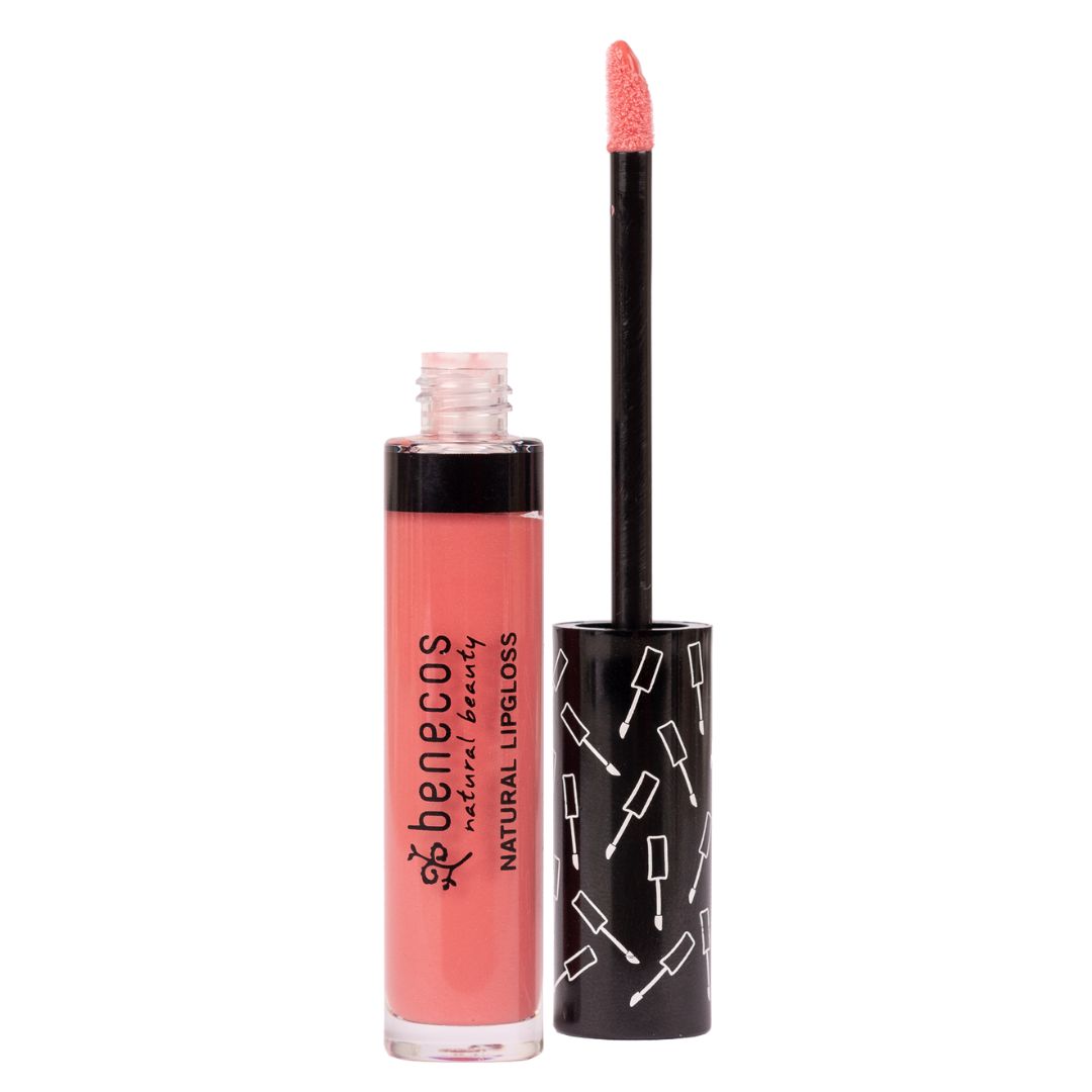 Benecos natural lip gloss in flamingo.
