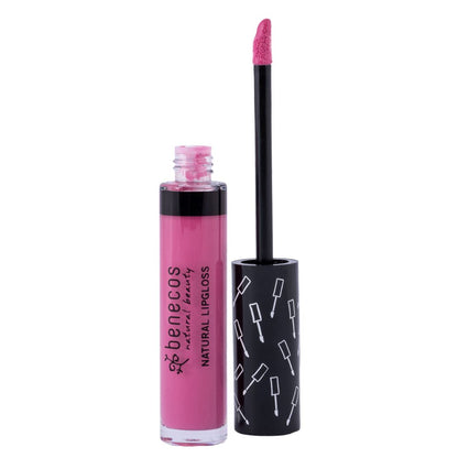 Benecos natural lip gloss in pink blossom.