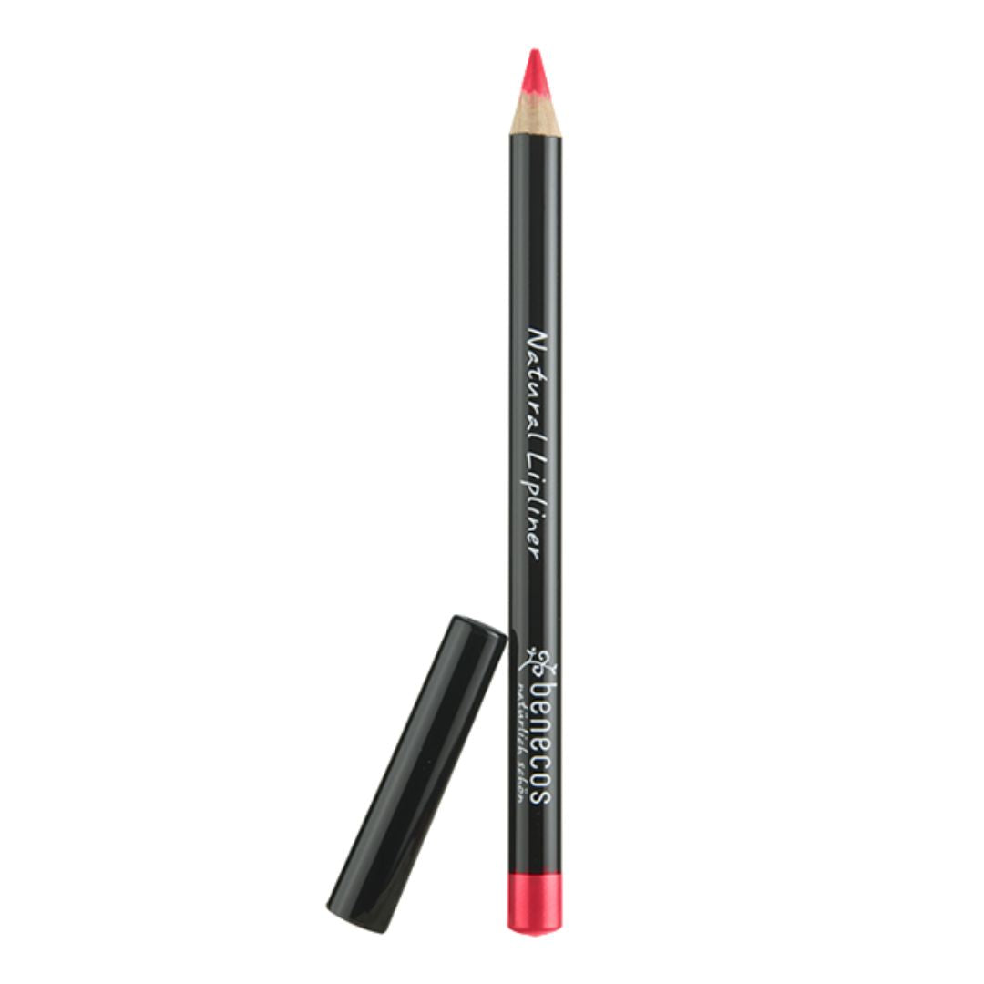Benecos natural lipliner pencil in red with lid.