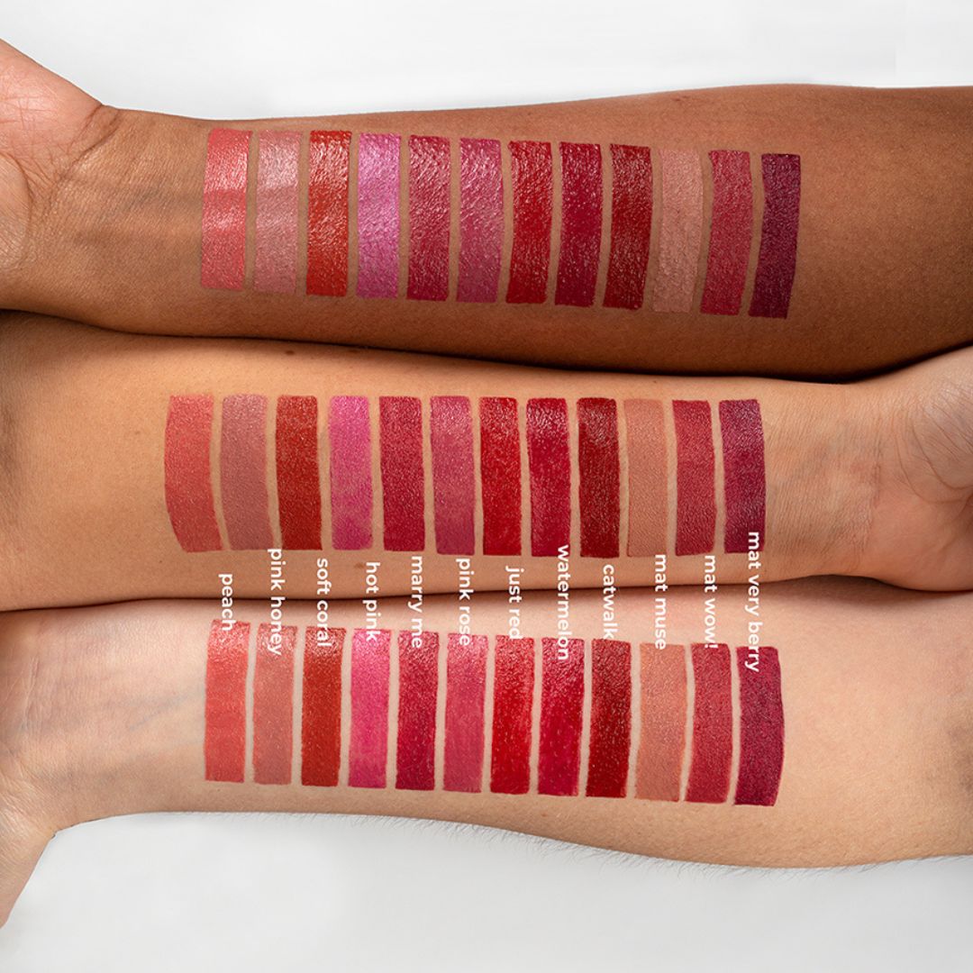 benecos Natural Lipstick swatches.