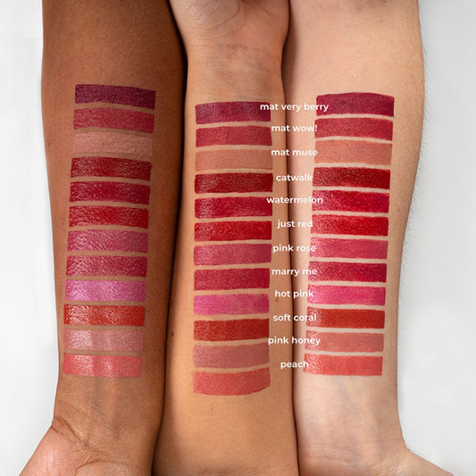 benecos Natural Lipstick swatches.